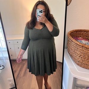 Torrid Super Soft Plush Skater Dress- Marled Olive Size 0 Plus Size